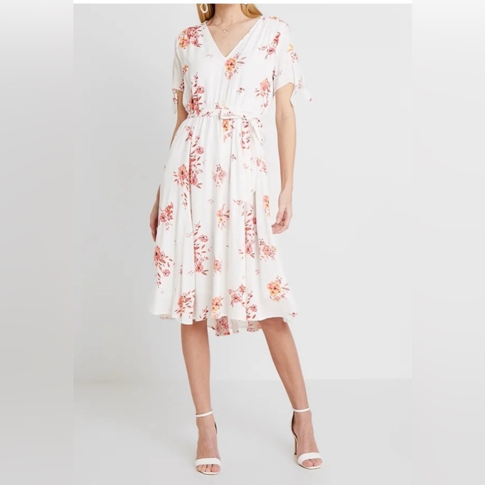 GAP Floral Midi Dress - White and Pink